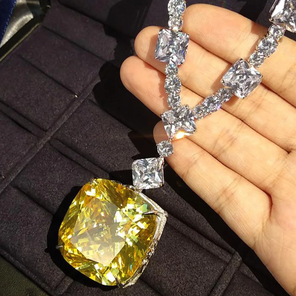 Роскошный огромный 20ct топаз алмазный кулон 100% Настоящее серебро 925 пробы