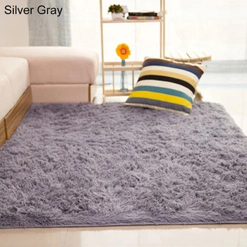 Alfombra suave de felpa con teñido de lazo para sala de estar, antideslizante, absorción de agua, color gris, 2020