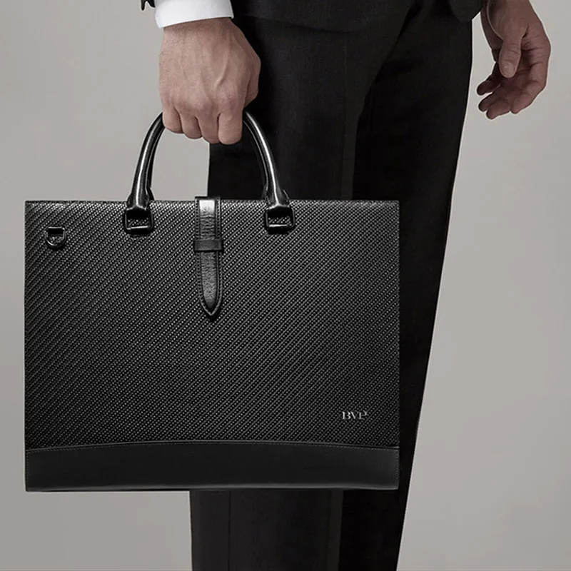 wonderful  BVP Famous Brand High Quality Men Business Briefcase Genuine Leather 14 inch Laptop Bag Black Real 