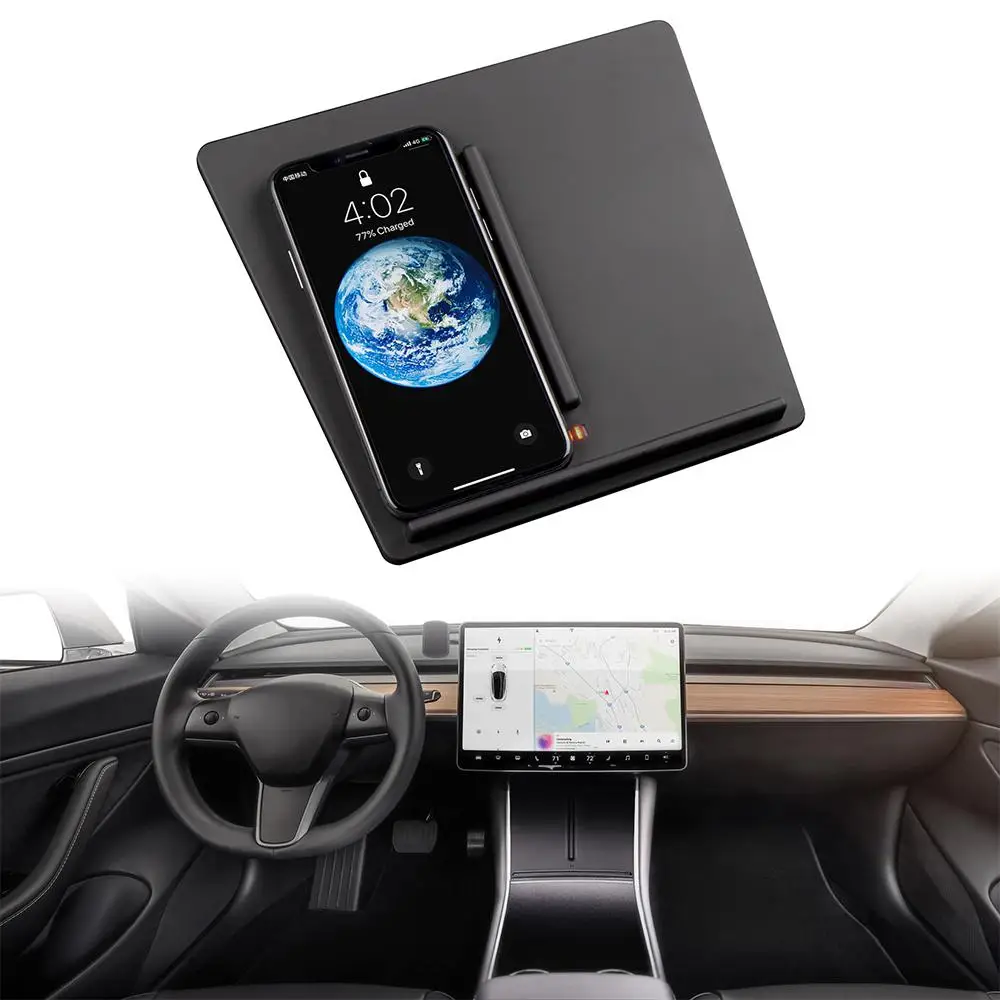 

Wireless Smartphone Charging Pad Dual Phone and USB Qi Fast Charger Dashboard Holder Stand For Tesla Model 3 Car Accessories