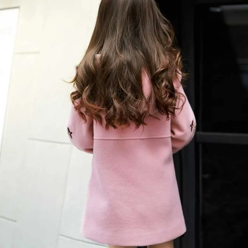 Winter Overcoat Kids Girl New Fashion Wool Coat for Girls Jacket Warm Long Outerwear Children Windproof embroidery HPY08 |