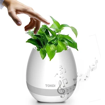 

Flower Pot Bluetooth Speaker Desk Decoration 7 Colors LED Lights No Plant included Illumination Touch Flower Play Piano