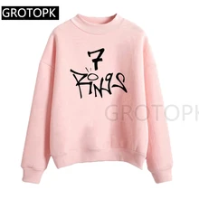 Ариана Гранде девушка 7 колец готика, Харадзюку Женская Толстовка и Толстовка Дамы длинный рукав розовый повседневные толстовки для женщин