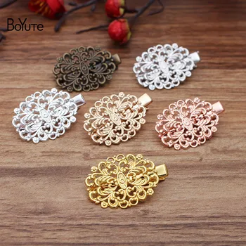 

BoYuTe (20 Pieces/Lot) 24*31MM Flower Filigree Hair Clips Vintage Diy Hand Made Hair Accessories Wholesale
