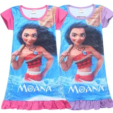 Robe Fille единорог с героями мультфильма «Моана»; с принтом из мультика «тролли» для детей короткий рукав платье Vaiana платья, летние платья для девочек, Вечеринка одежда для детей 3, 5, 7 лет
