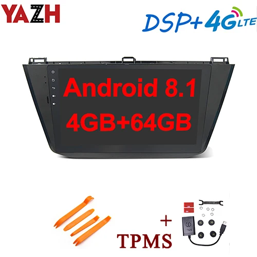 with External TPMS YAZH Android 8,1 4 Гб 64 ГБ Автомобильный радио мультимедиа для VW Tiguan с 4K видео/SWC/OBD/Carplay/DSP/4G sim-карта/Bluetooth 5,0 - Цвет: with External TPMS