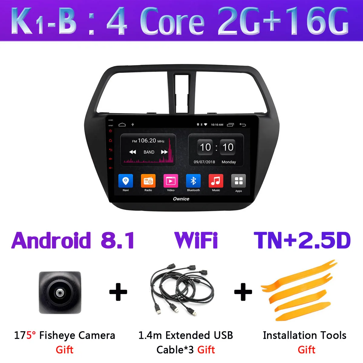 360 ° камера Android 9,0 4G+ 64G gps радио CarPlay DSP автомобильный мультимедийный плеер для Suzuki SX4 S-Cross 2013 - Цвет: K1-B