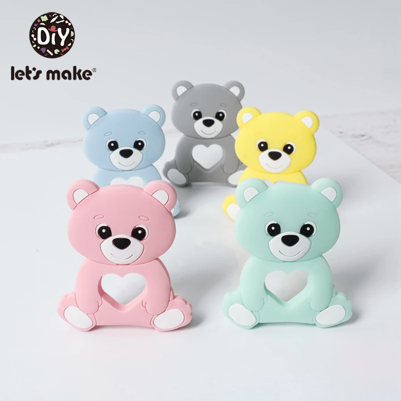 

Let'S Make 5Pc Baby Teether Silicone Silicone Teethers Bpa Free Food Grade Silicone Bear Cartoon Beads Stroller Baby Teether