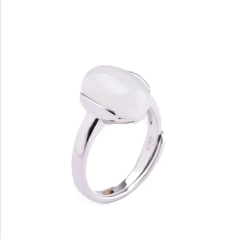 White Ring Бесглиняные Простые Модные драгоценные камни набор украшений для женщин мини серьги-гвоздики+ кулоны+ кольца нефрит гранат ювелирные изделия 925 серебро S25 - Цвет камня: White Ring