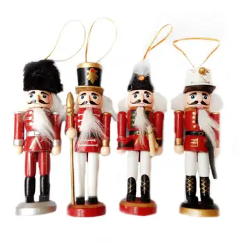 

4pcs/set 15CM Christmas Gift Nordic Style Wooden Small Nutcracker Soldier Shape Desktop Christmas Ornament for Xmas Tree Decor