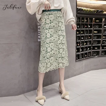 

2020 Spring Elegant Long Green Straight Slim Skirts Elasticity High Waist Women Fashion New Hot Casual Skirt faldas jupe femme