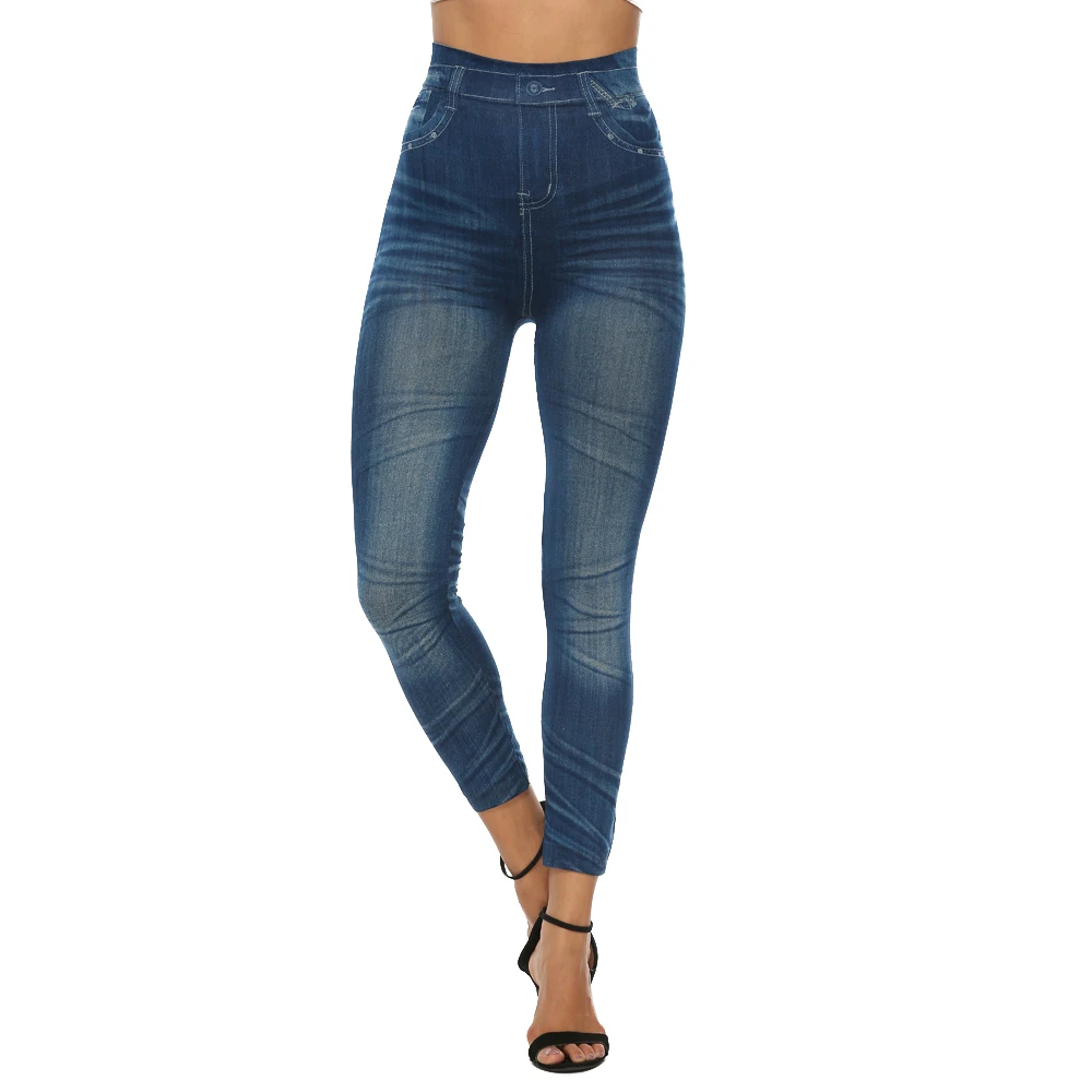 Oeak, женские обтягивающие джинсы с высокой талией, тонкие леггинсы, джинсовые эластичные джеггинсы, Бесшовные штаны для занятий йогой, штаны-карандаш - Цвет: Blue 1