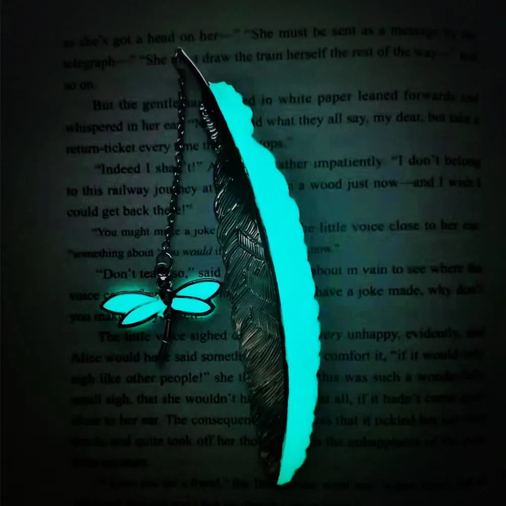 

Cute Luminous Metal Feather Bookmarks Owl Dragonflies Butterflies Book Marks For Teachers Gift Beautiful Book Accessories