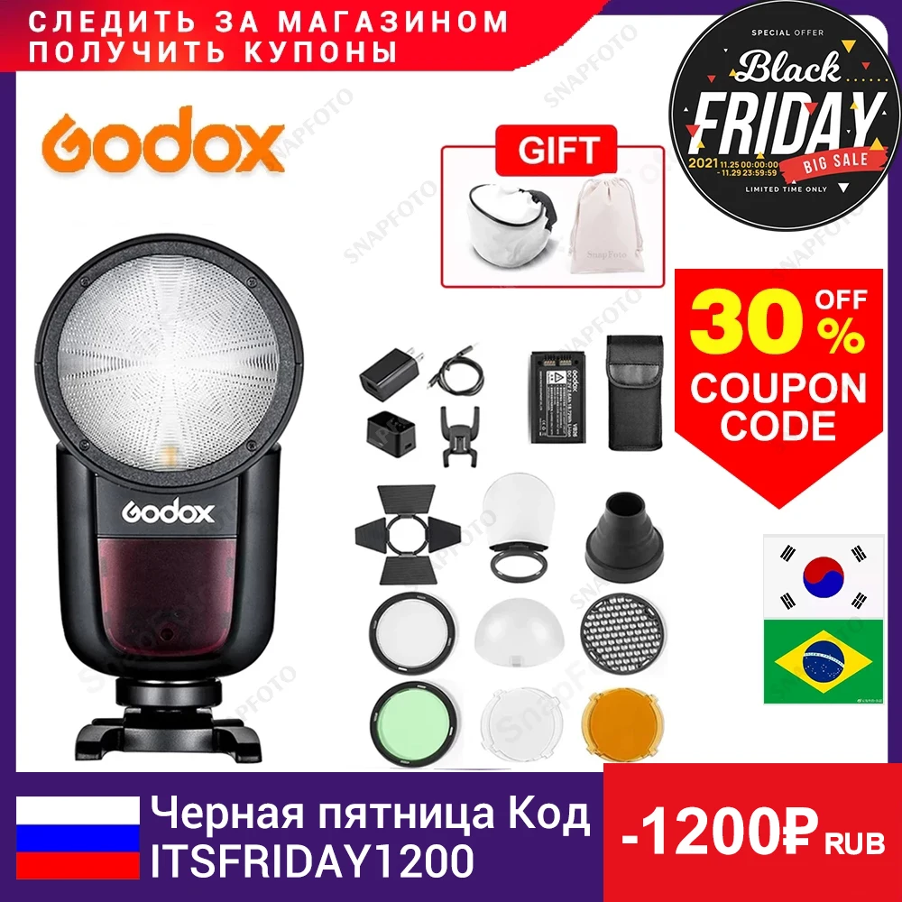 Вспышка Godox V1 V1S/V1N/V1C TTL Li-Ion для фотостудии | Электроника