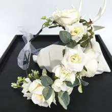 1 шт. свадебные аксессуары для волос Гирлянда моделирование зеленая лоза розы невесты реквизиты для свадебной фотографии Свадебная сцена головной убор