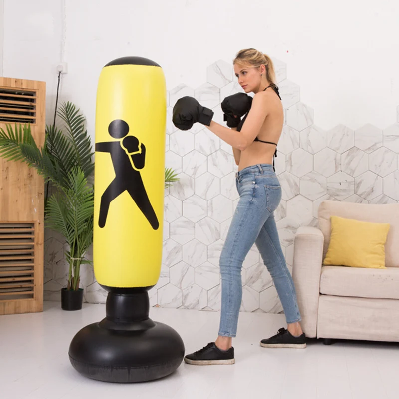 Ysang Free Standing Punching Bag Inflatable Boxing Punch Bag Boxing Cardio Kickboxing Fitness Training Tumbler Column Sandbag Kids Punching Bag for Home Kids Adult