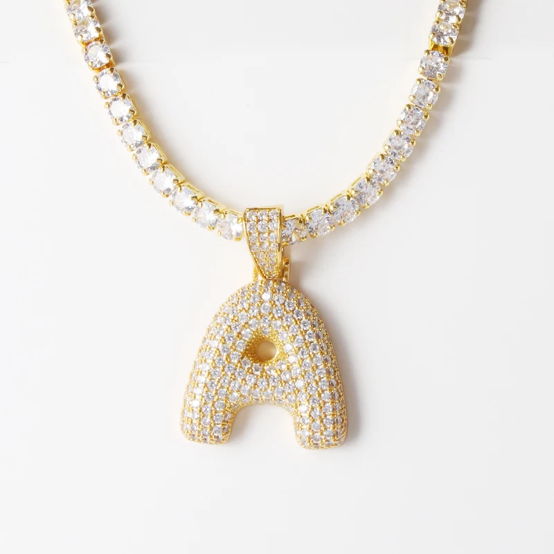 

Custom A-Z 26 Letter Name Pendant Ice Out Gold silver 16/18/20/24 Inch Tennis Chain Men women Hip Hop Necklace Jewelry Gift