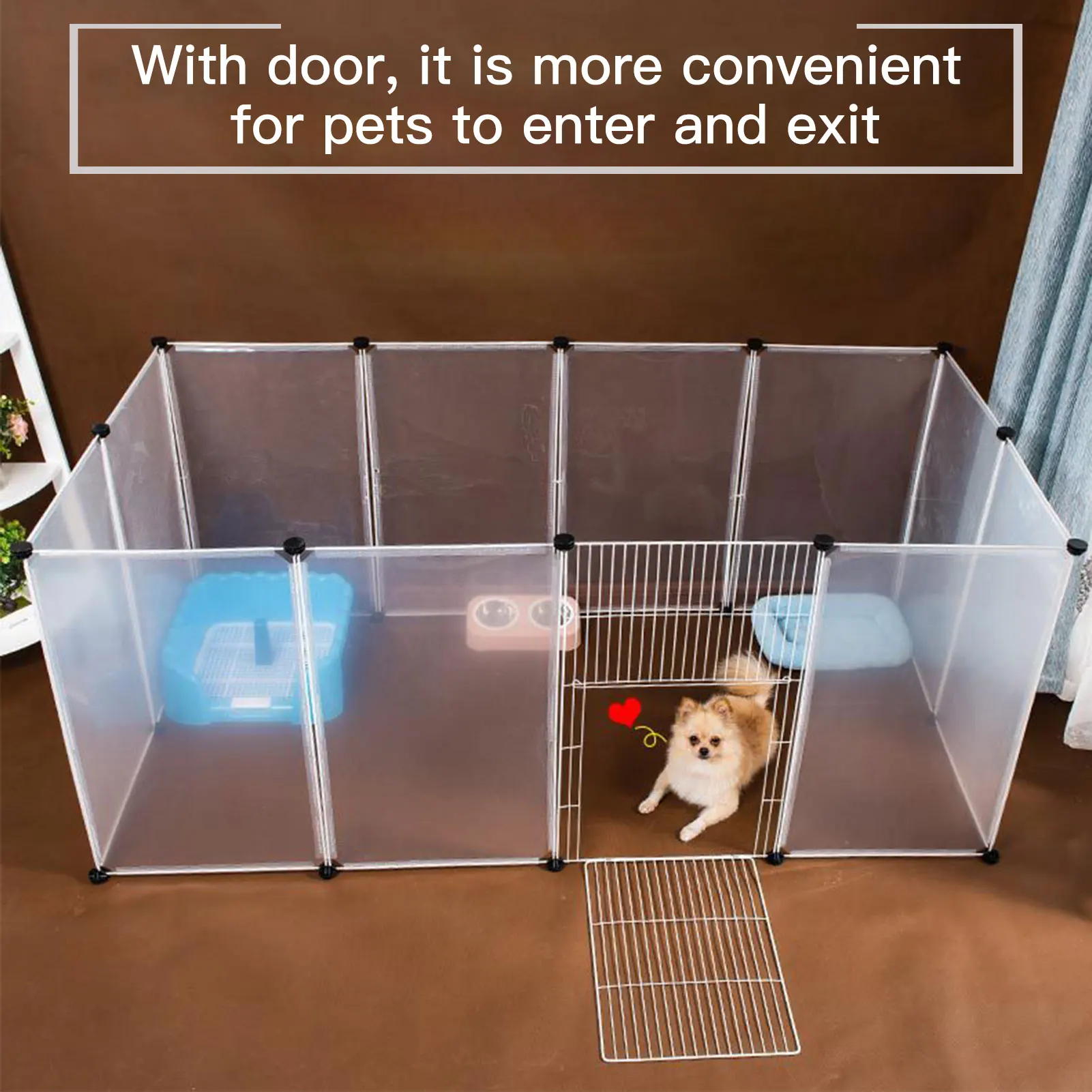 

Pet Playpen Dog Exercise Pen Large Portable Dog Fence with Door 12 Panel for Dogs Cats Pets Suitable for Weight less than 20kg