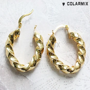 

10 Pairs Twist Metal hoop earrings not fade color metal design jewelry fashion jewelry for women 51080