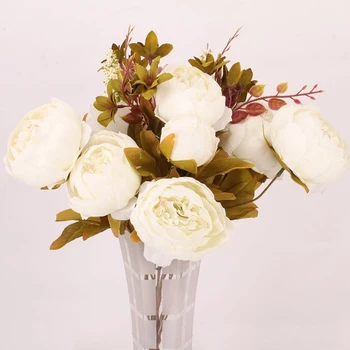 

2 Pcs Artificial Peonies Flower Vintage Silk Peony Bouquet Fake Peonies Arrangement DIY Home Wedding Floral Decoration