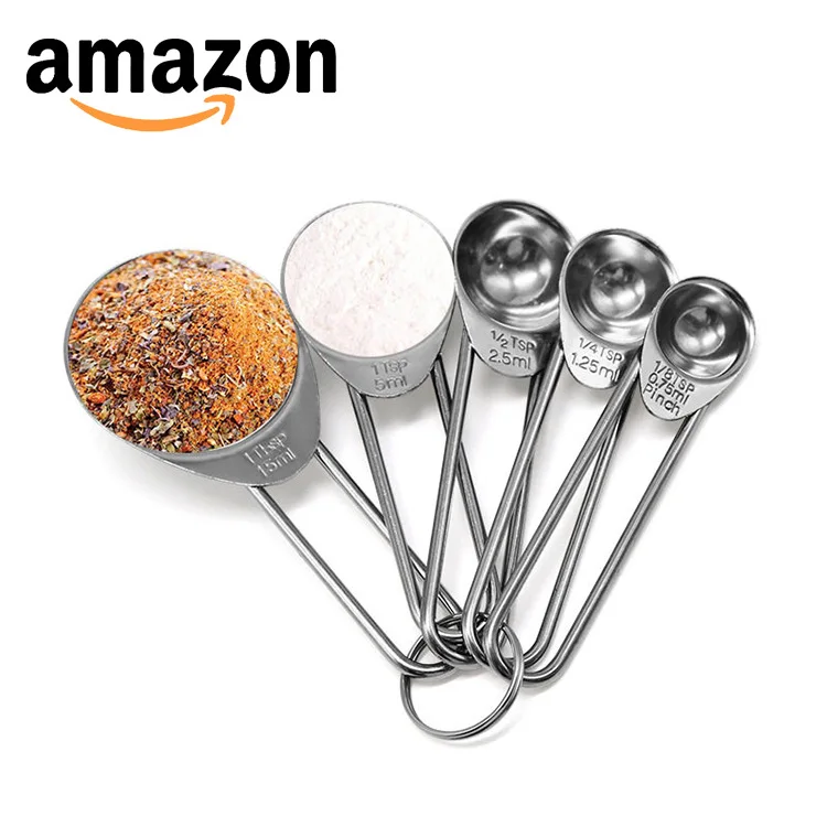 

Stainless Steel Measuring Spoon Mirror Light Set Measuring Spoon 5 Pieces Coffee diao liao shao Measuring Spoon Spoon Set Baking