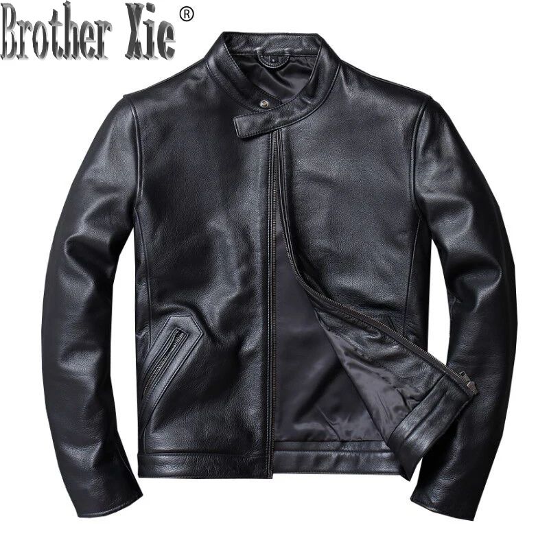 

Genuine Cow Leather Jacket Sheepskin Coat for Men Cowhide Motorcycle Jacket Man Bomber Blouson Cuir Homme u681 KJ1452