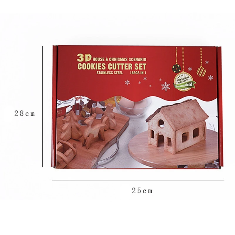 New-18Pcs 3D пряничный домик из нержавеющей стали Рождественский сценарий набор резаков для печенья формы для выпечки