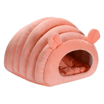 

Nest Warm Pet Supplies Home Soft Inner Pad All Season Indoor Semi Enclosed Washable Caterpillars Shape Sheep Comfortable Cat Bed