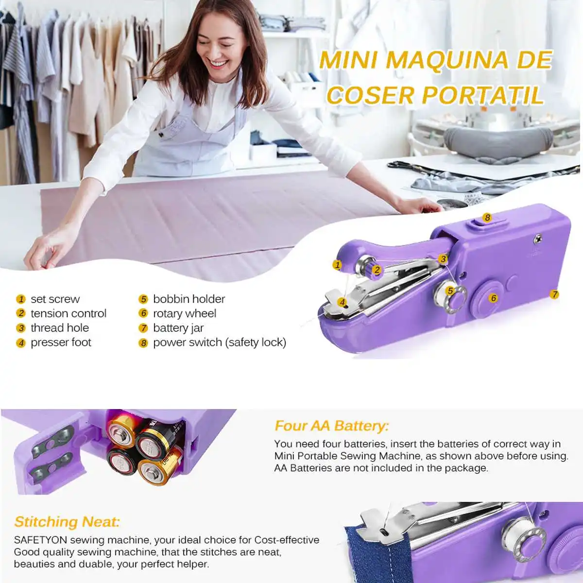 30pcs Portable Mini Hand Sewing Machine Household Cordless Electric Stitch Needlework Set for Quick Repairs DIY Clothes Stitchin