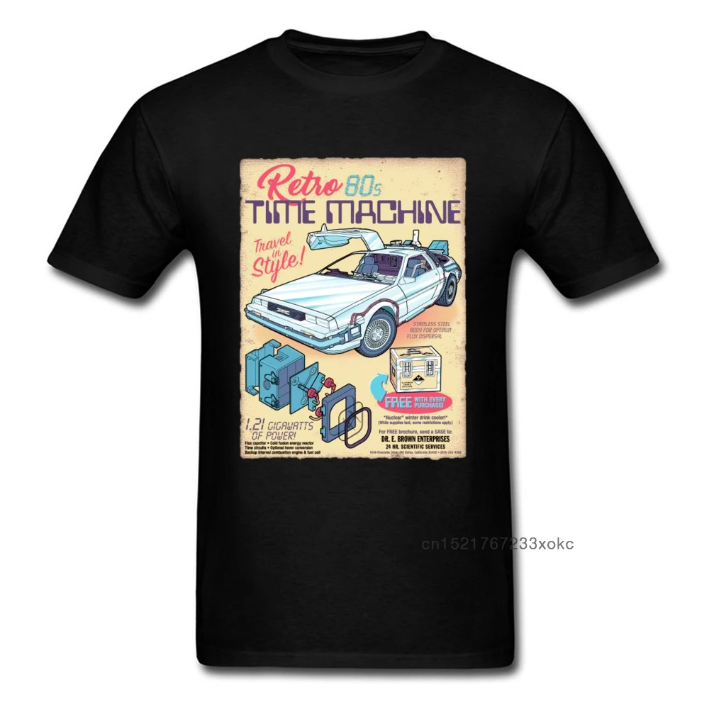 T-Shirt Retrò Anni '80 Back To The Future T Shirt Uomo Delorean Tshirt Doc Brown Marty Black Tees Fiction Movie Designer Top Cotone