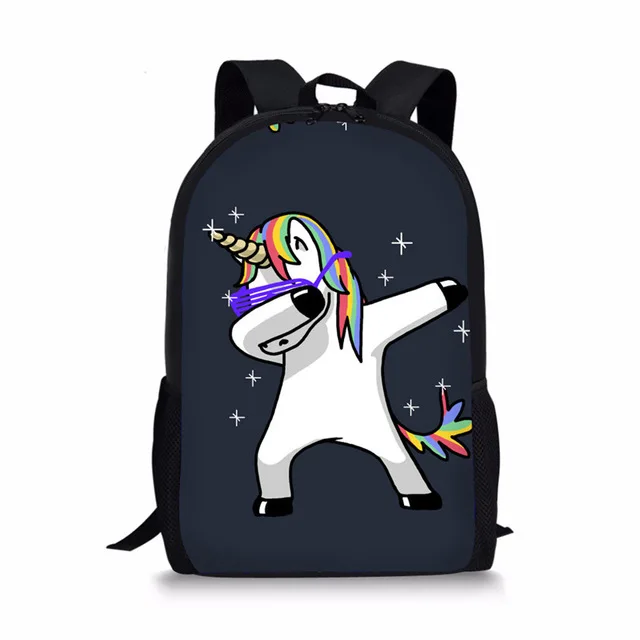 

Thikin 2020 Cartoon Cute Unicorn Print School Bags for Teen Boys Daily Backpack Custom Pattern Bookbag Lovely Satchel 16 Inch