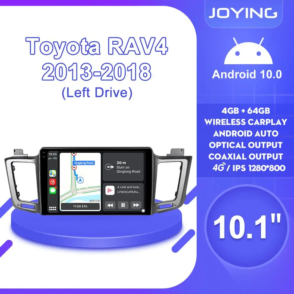 10 Inch Autoradio Android 10 Car Stereo 1 Din Multimeida HD 1280*800 Head Unit Carplay Auto DVR For TOYOTA RAV4 RAV 4 2012 2018