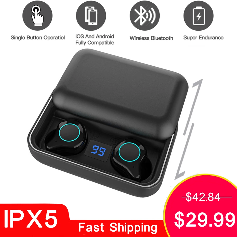 

IPX5 Waterproof Wireless Headphone In-ear Bluetooth Earphone V5.0 TWS Noise Cancelling Earbuds Sport Headset For samsung xiaomi