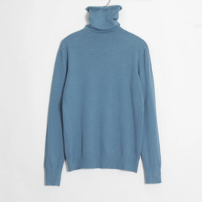 Blue Wixra, женские мягкие однотонные трикотажные футболки, женские повседневные водолазки с длинным рукавом, базовый свитер, футболка, Осень-зима, классические топы - Цвет: Blue