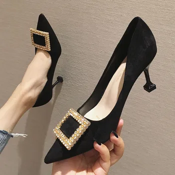 

High-heeled shoes women's fine with spring and autumn 2019 new wild red bride wedding shoes pointed sexy small fragrance single