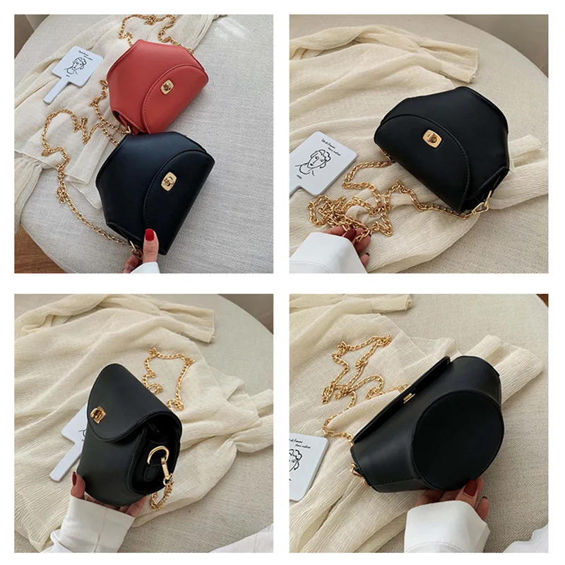 

2019 Autumn New Style Dull Polish Pentagonal Bucket Bag Simple Shoulder WOMEN'S Bag