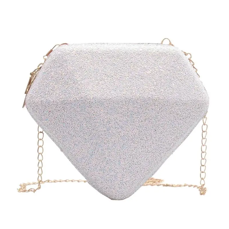 Модная голограмма сумка Бриллиантовая форма Блестки для ногтей сумка на цепочке через плечо женские сумки-мессенджеры bolsa feminina - Цвет: Белый