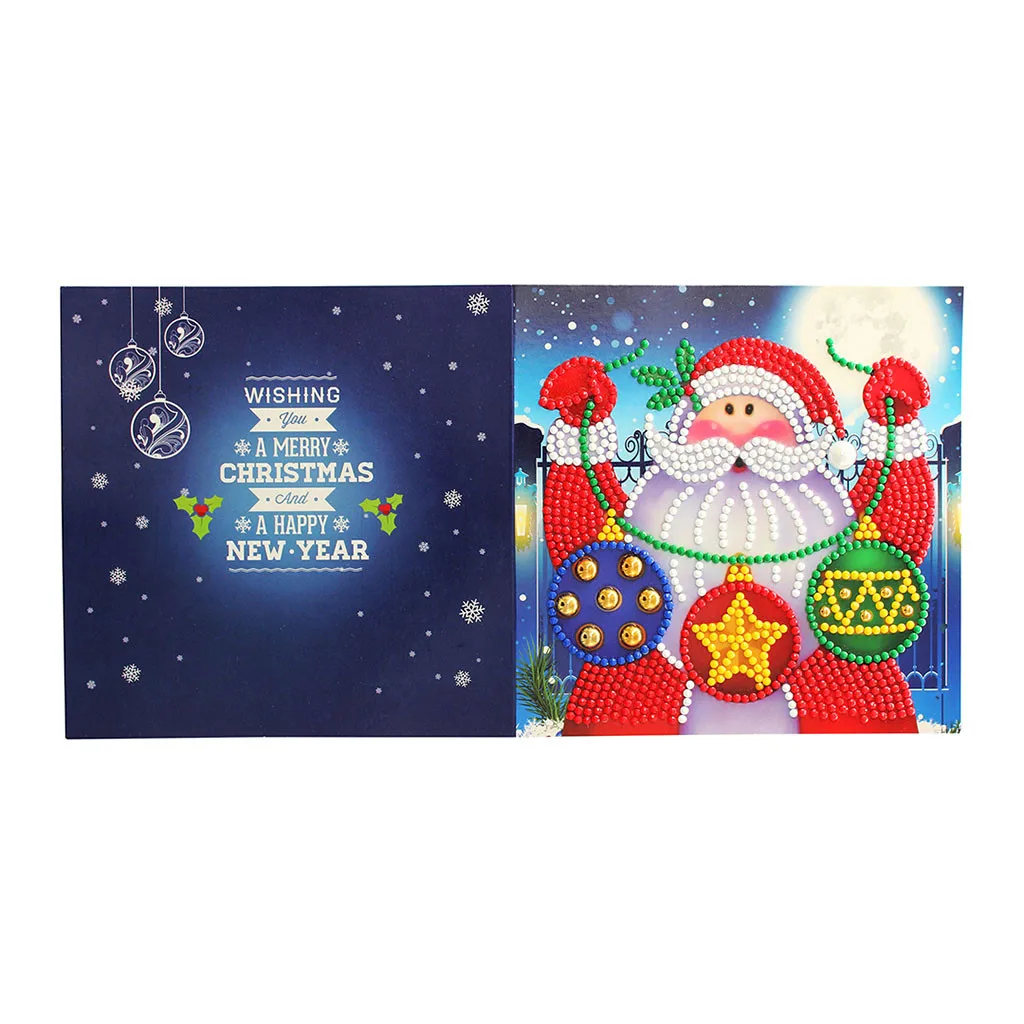 Christmas Card Set Santa Claus Elk Snowman Diamond Painting DIY Holiday Card 4pc/ 8pc
