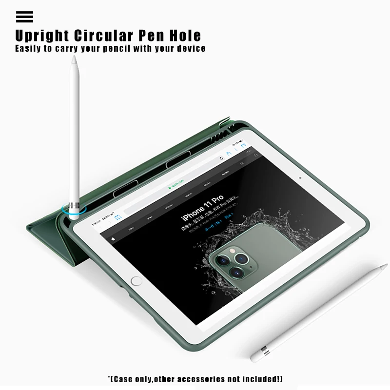 Чехол для 2019 iPad 10,2 7th 2018 2017 9,7 Mini 4 5 2020 Pro 11 10,5 Air 3 Smart Cover с карандашом держатель для iPad 5th 6th поколения-4