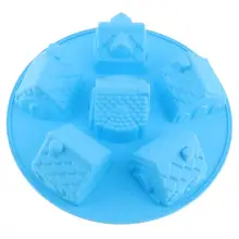 Creative Convenient Silicone DIY Mold with 6 Modules and House Type for Making Ice Cube Candy Chocolate Cake Cookie
