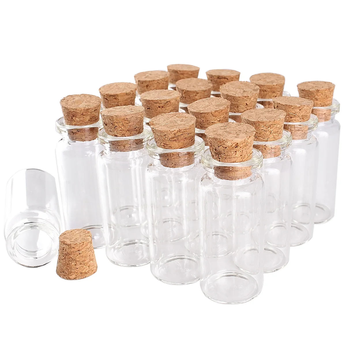 

100pcs 10ml Size 22*50*12.5mm Mini Glass Perfume Spice Bottles Tiny Jars Vials With Cork Stopper pendant crafts wedding gift