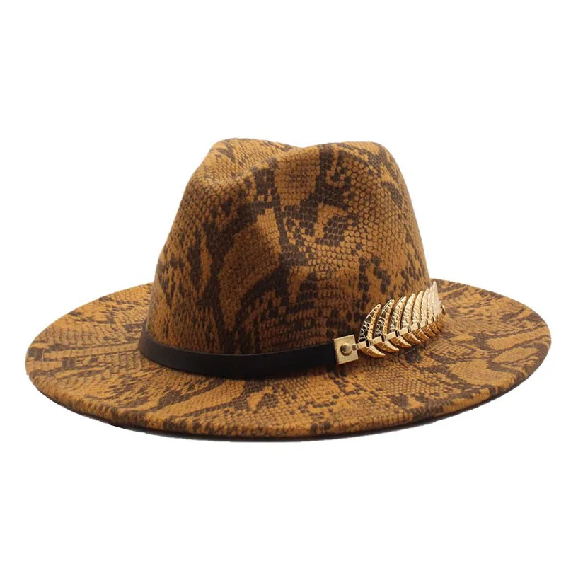 Snakeskin fedora hat flat brim size 