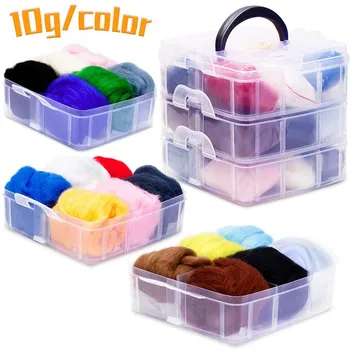

ZXIIXZ 18 Colors Needle Felting Wool Roving Kit Felting Tools Soft Roving Wool DIY Handmade Spinning Craft Needlework Accessorie