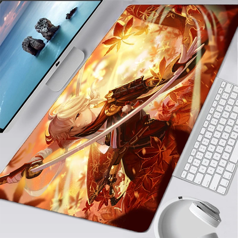 Customized Genshin Impact Gaming Mouse Pad Personalized Fabric Office Carpet Desk Mat Black Large Computer Desk Rubber Mousepad