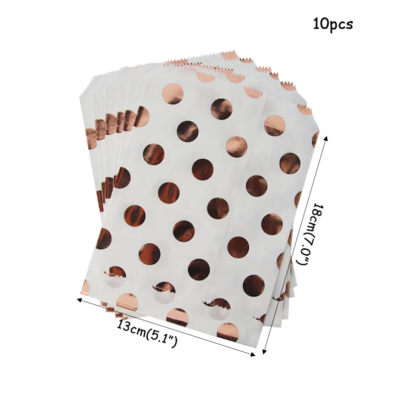 10 шт. розовая Золотая бумага рождественские чулки в полоску звезда точка Подарочная коробка сумки Свадебные День рождения поставки Упаковочные пакеты печенья - Цвет: 10pcs paper bags