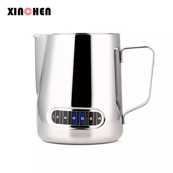 

Stainless Steel Milk Frothing Jug Barista Coffee Pitcher with Thermometer -Make perfect froth for your Cappuccino Coffee 600ml