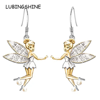 

12pairs/lot Angel Fairy Drop Earrings Crystal Little Elf Dancer Dangle Earrings for Women Girl Fashion Party Jewelry Gift