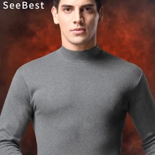 SeeBest термобелье с высокой горловиной костюм зимний для мужчин кальсоны набор для отца теплая одежда Хлопок Средний размер жира XXXL внутренняя