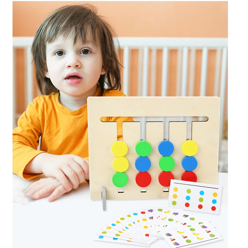 Игрушка Монтессори цвета и фрукты двусторонняя подходящая игра обучение логике