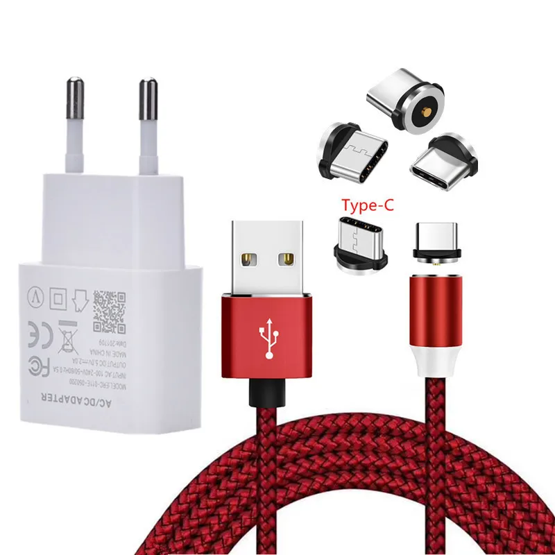 Магнитный usb-кабель type C для зарядки htc U19e U11 LG G6 zte Axon 7 9 Pro для huawei P20 lite Honor 20 P Smart Z Phone charger - Тип штекера: EU charger and cable